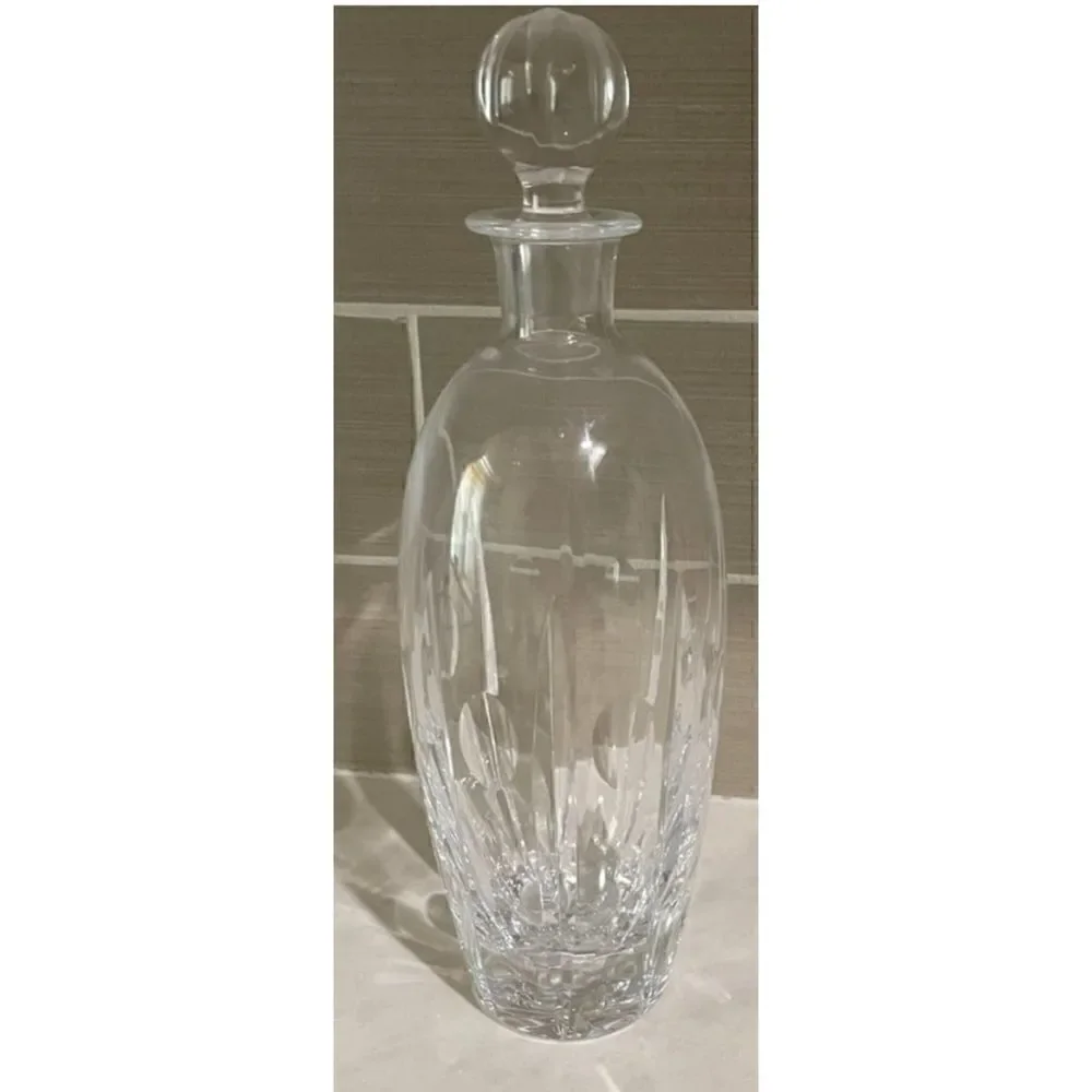 Pottery Barn Crystal Round Cut Decanter / New